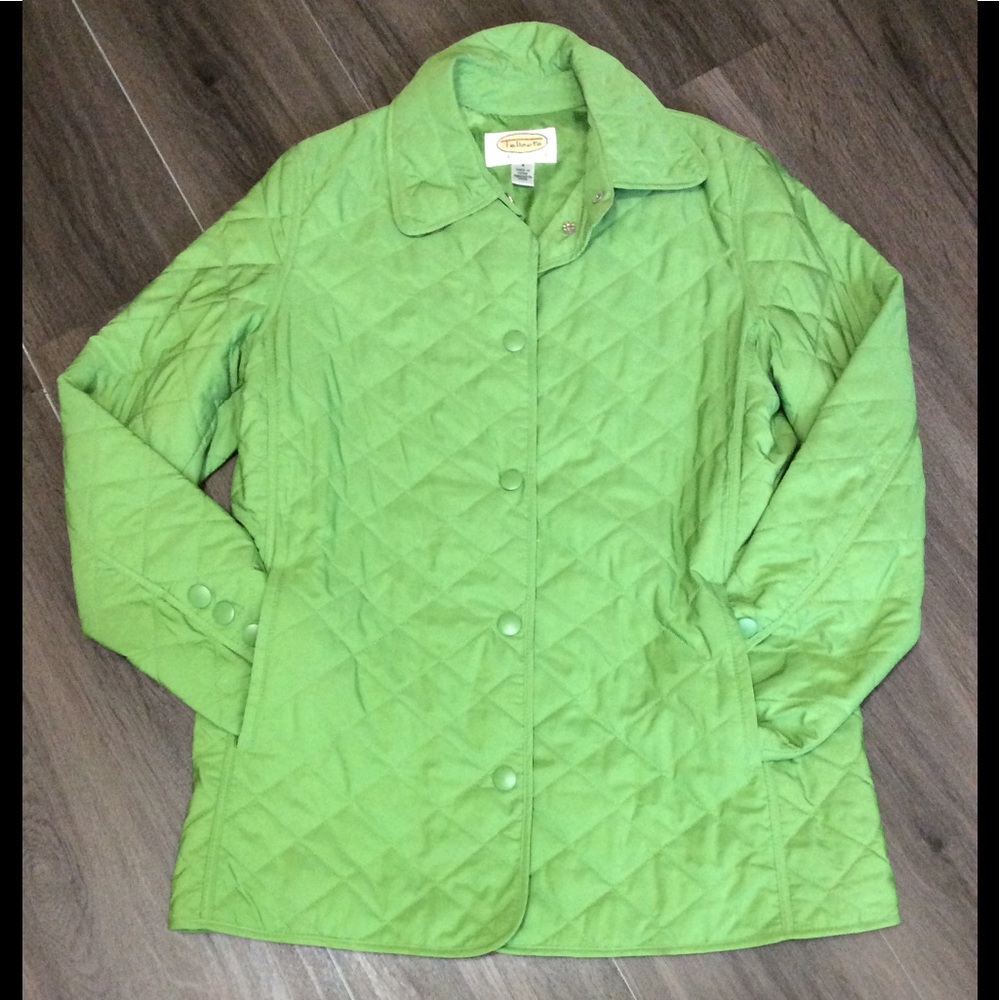 Talbots Light Quilted Green Jacket Small Petite